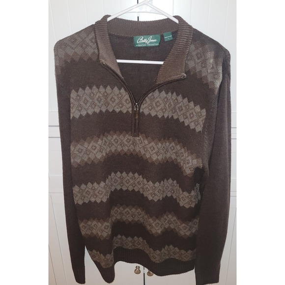 Bobby Jones Signature Collection Men's Brown Half Zip Sweater L 100% Wool - Picture 1 of 5